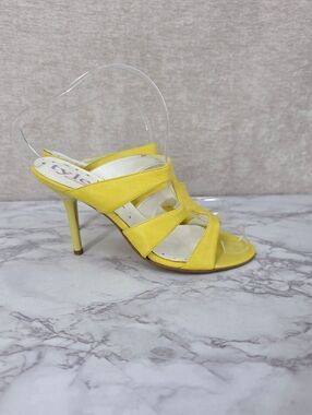 Richard Tyler Yellow Leather Strappy High Heels Sandals Pumps